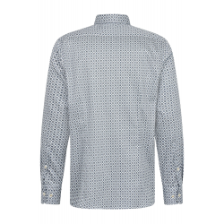 Cotton satin-look shirt in light blue