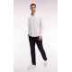 Pleatless chino pants in navy stretch piqué cotton