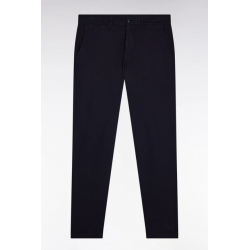 Pleatless chino pants in navy stretch piqué cotton