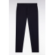 Pleatless chino pants in navy stretch piqué cotton