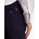 Pleatless chino pants in navy stretch piqué cotton