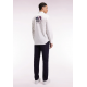 Pleatless chino pants in navy stretch piqué cotton