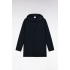Long navy nylon raincoat with removable hood