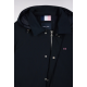 Long navy nylon raincoat with removable hood