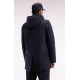 Long navy nylon raincoat with removable hood