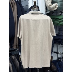 Eden Park | Beige Polo Shirt with Navy Trim Contrast 