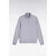 Grey cotton fleece stand-up collar zip sweatshirt