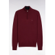 Heavy burgundy cotton trucker-neck sweater