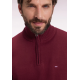 Heavy burgundy cotton trucker-neck sweater