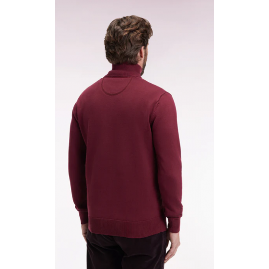 Heavy burgundy cotton trucker-neck sweater