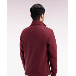 High-neck zip-up sweatshirt in burgundy cotton fleece