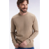 Round-neck sweater in thick beige cotton