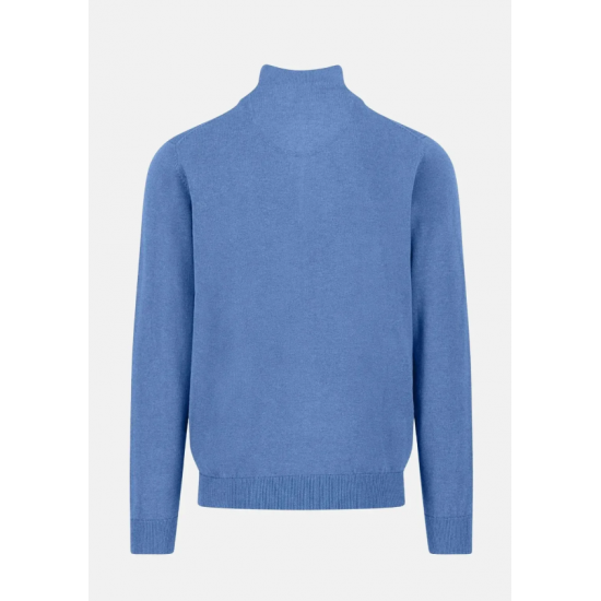 Fine Knit Cotton 1/4 Zip Crystal Blue