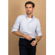 Cotton shirt with fine stripe pattern and button-down collar