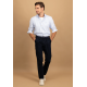 Cotton shirt with fine stripe pattern and button-down collar