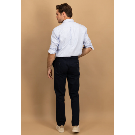 Cotton shirt with fine stripe pattern and button-down collar