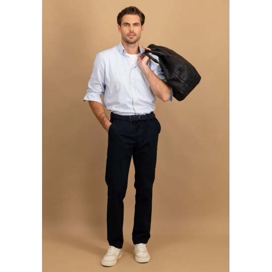 Cotton shirt with fine stripe pattern and button-down collar
