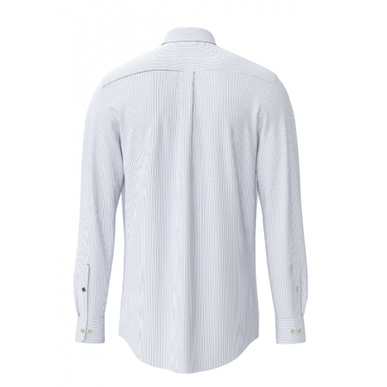 Cotton shirt with fine stripe pattern and button-down collar