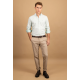 Cotton shirt with fine stripe pattern and button-down collar sage