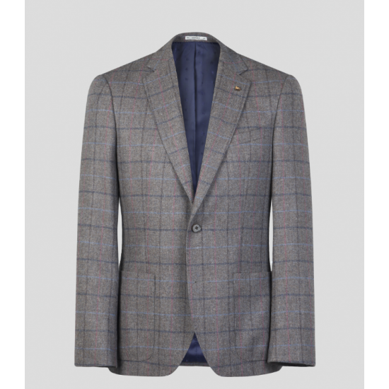 Finn Tweed Blazer in Light Brown Windowpane Check