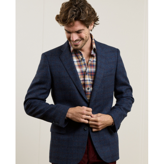Liffey Tweed Blazer in Blue Check