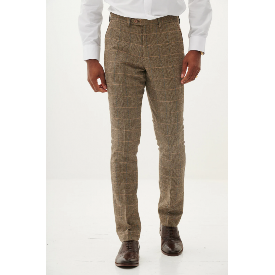 TED - Tan Tweed Check Three Piece Suit TED - Tan Tweed Check Three Piece Suit
