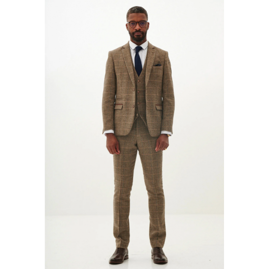 TED - Tan Tweed Check Three Piece Suit TED - Tan Tweed Check Three Piece Suit
