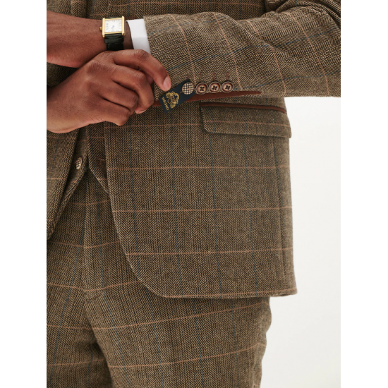 TED - Tan Tweed Check Three Piece Suit TED - Tan Tweed Check Three Piece Suit