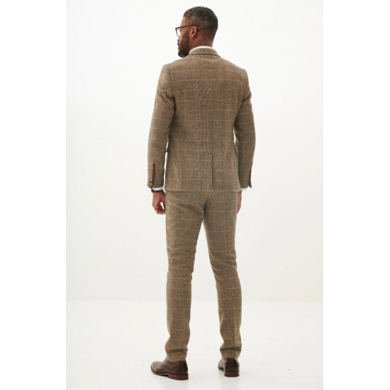 TED - Tan Tweed Check Three Piece Suit TED - Tan Tweed Check Three Piece Suit