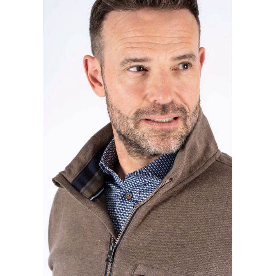 Pre - End Leander sweat with half zip In brown