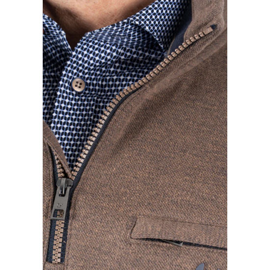 Pre - End Leander sweat with half zip In brown