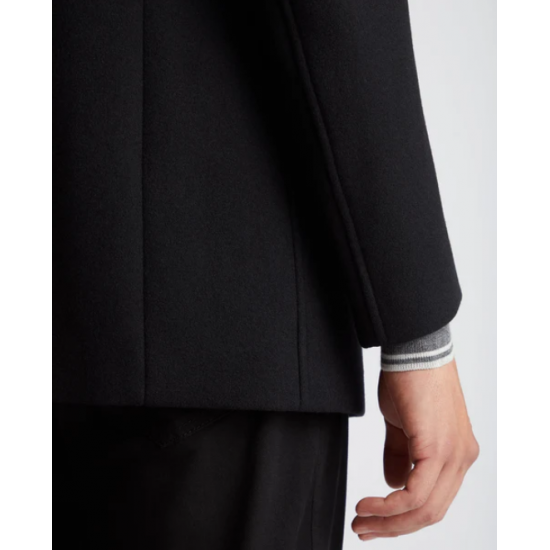 Tapered Fit Wool-Mix Tailored Coat in Black