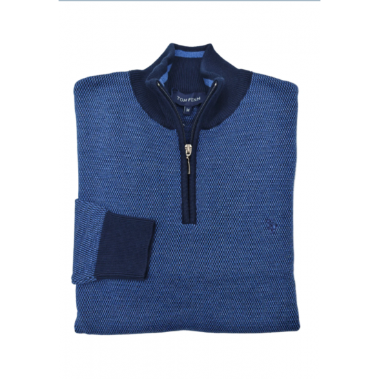 Tom Penn 1/4 Zip Knitwear Blue