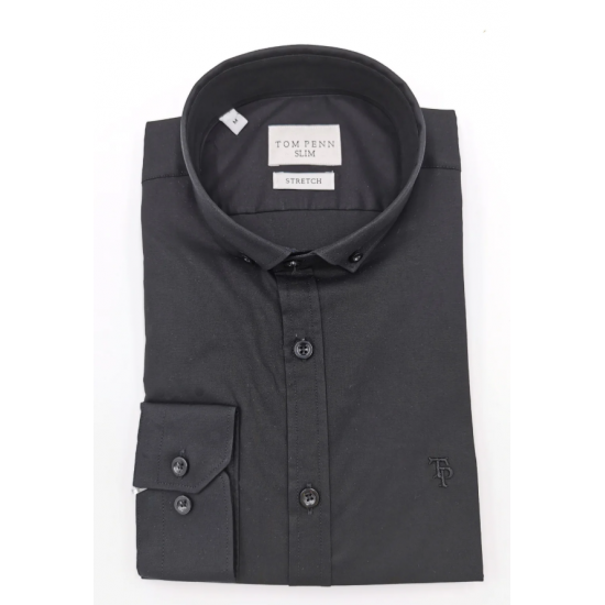 Tom Penn LS Shirt Slim Stretch Black