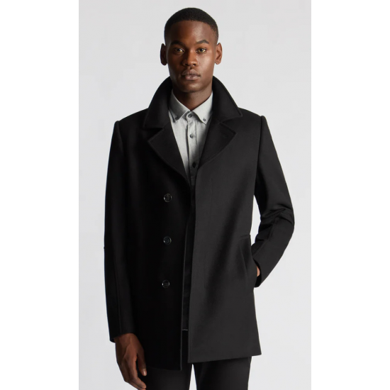 Remus Lochlan Overcoat Black  Wool Rich