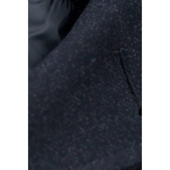 Bugatti Black Wool Coat with Leather Trim & Removable Insert