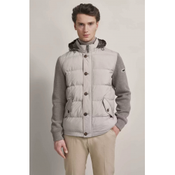 Bugatti Hybrid Jacket with stand - up collar and hood in beige