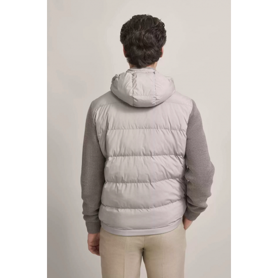 Bugatti Hybrid Jacket with stand - up collar and hood in beige