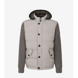 Bugatti Hybrid Jacket with stand - up collar and hood in beige