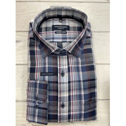 Casa Moda LS Shirt Check Blue / White / Reddish Organic Cotton Casual Fit