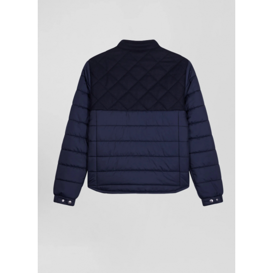 Eden Park Navy blue long-sleeved double quilted high collar down jacket