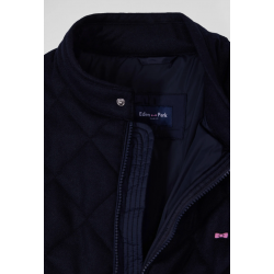 Eden Park Navy blue long-sleeved double quilted high collar down jacket