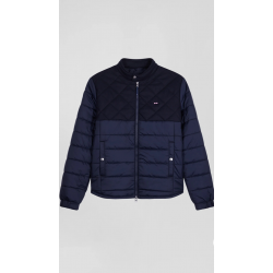 Eden Park Navy blue long-sleeved double quilted high collar down jacket