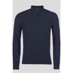 Magee Carn Cotton Structure 1/4 Zip Jumper Navy Classic Fit