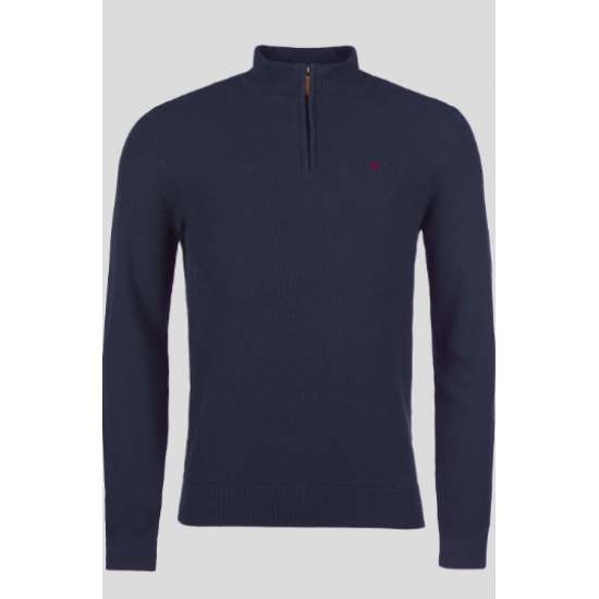 Magee Carn Cotton Structure 1/4 Zip Jumper Navy Classic Fit