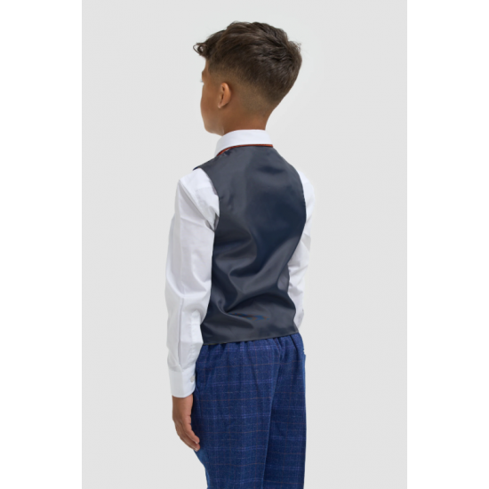 Boys Blue Check Three Piece Suit