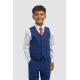 Boys Blue Check Three Piece Suit
