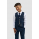 Boys Navy Blue Check Three Piece Suit