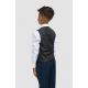 Boys Navy Blue Check Three Piece Suit