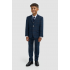 Boys Navy Blue Check Three Piece Suit
